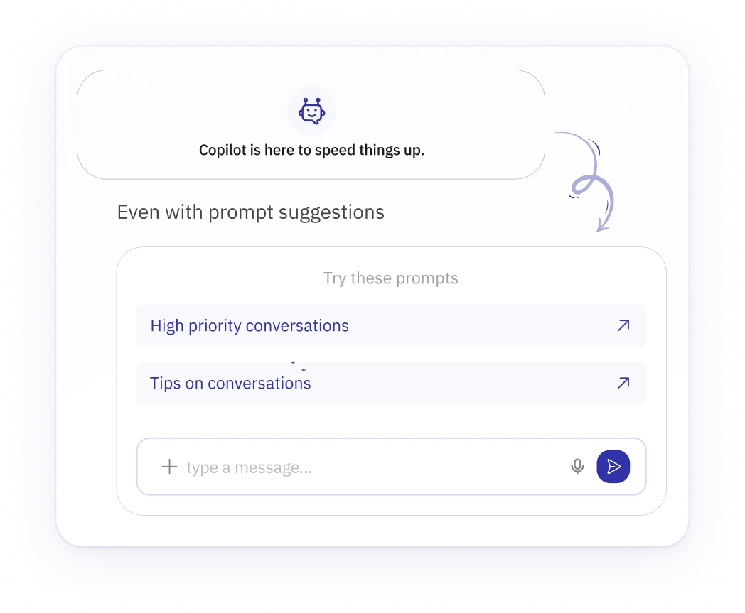AI copilot prompt suggestions inside a chat composer