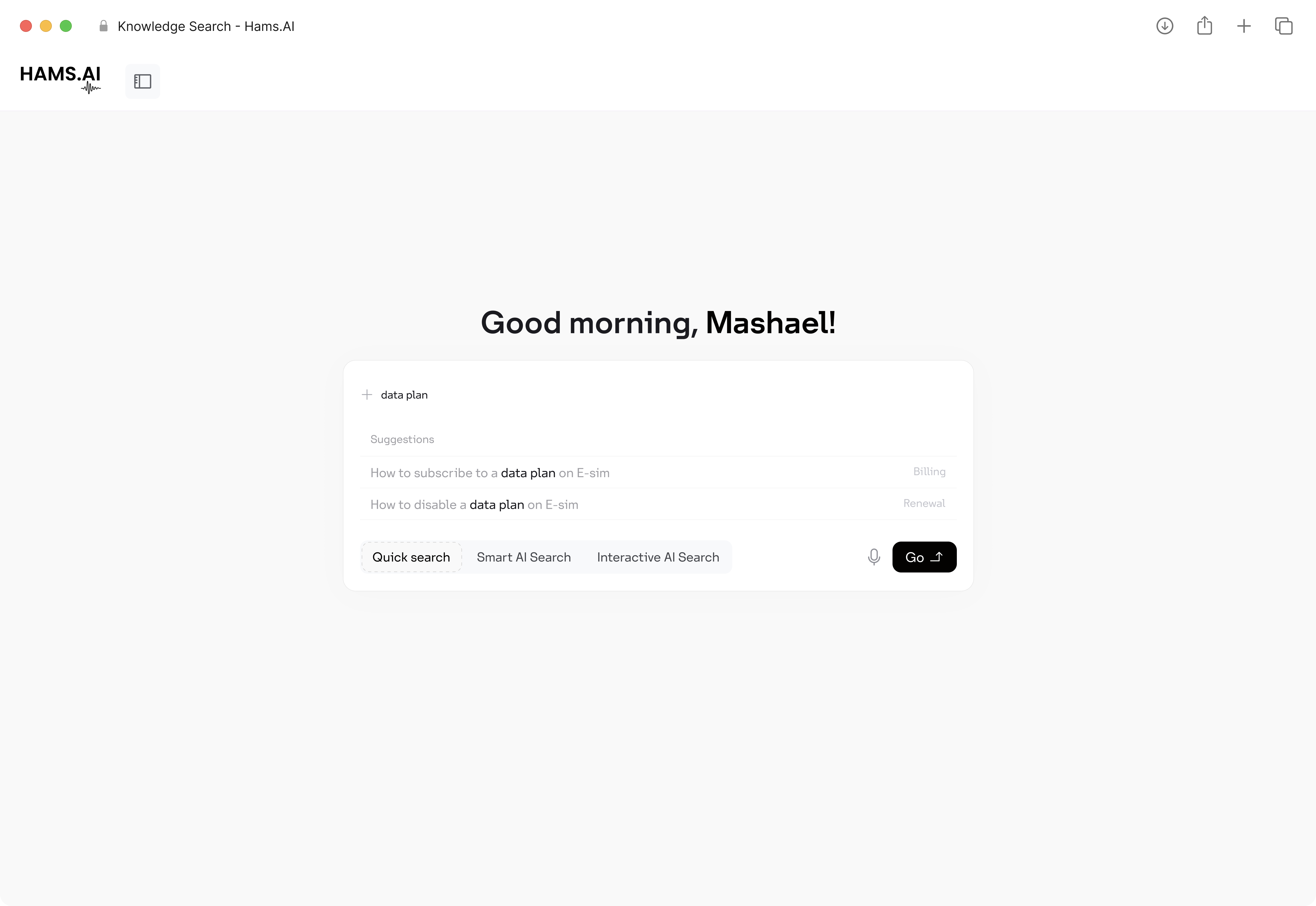 Knowledge search preview